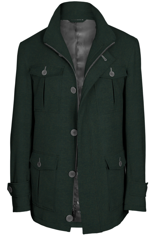 Olive Twill Five Button Field Jacket