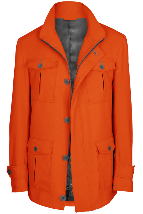 Orange Solid Five Button Field Jacket