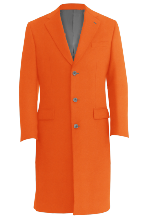 Orange Solid Three Button Topcoat