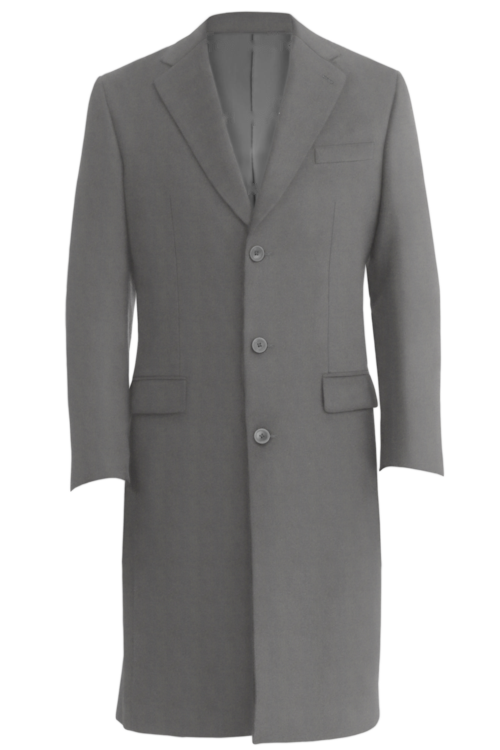Pewter Solid Three Button Topcoat