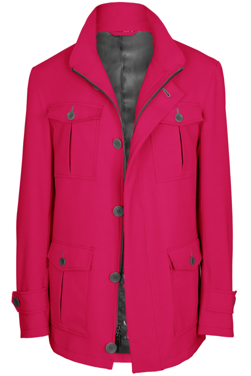 Pink Solid Five Button Field Jacket