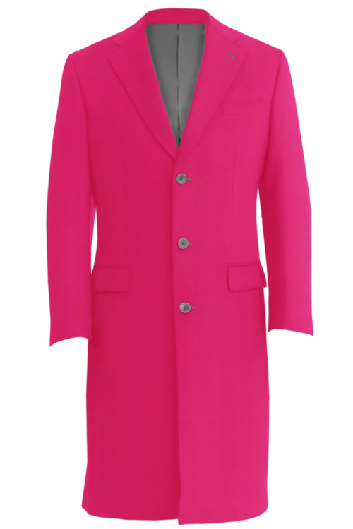 Pink Solid Three Button Topcoat