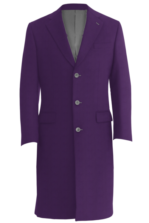 Purple Solid Three Button Topcoat