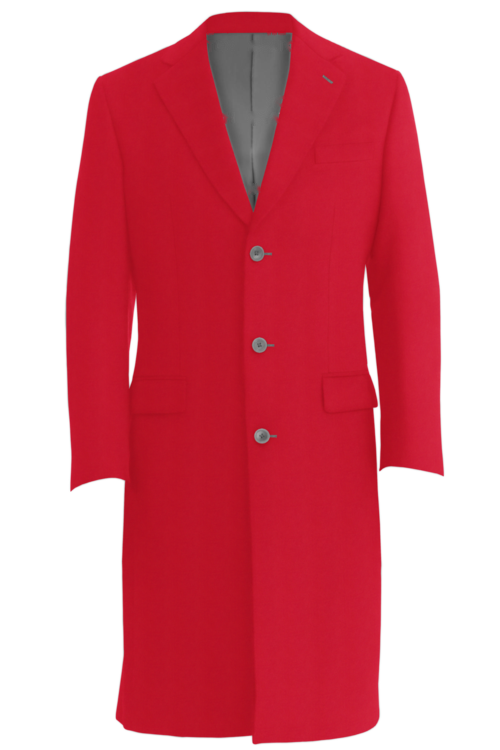 Red Solid Three Button Topcoat