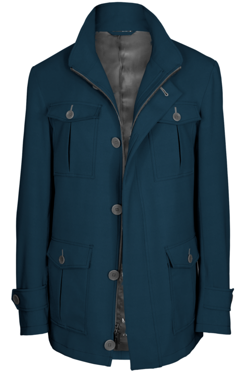 Royal Blue Solid Five Button Field Jacket