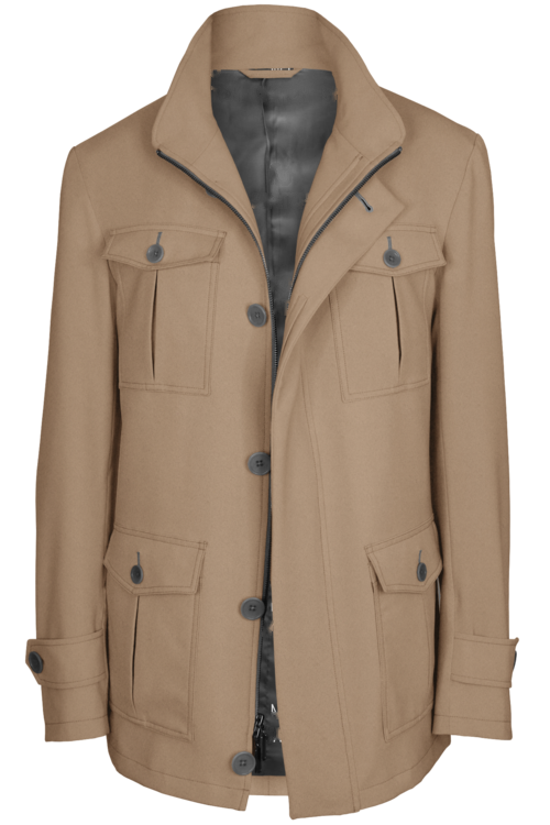 Sand Solid Five Button Field Jacket