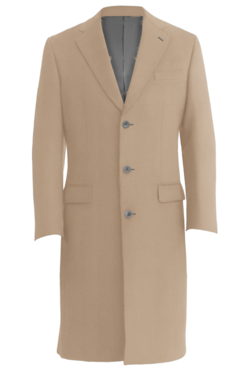 Sand Solid Three Button Topcoat
