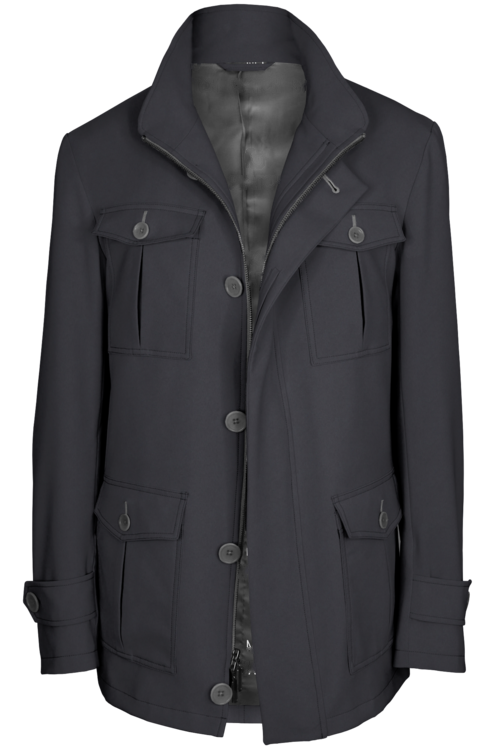 Slate Solid Five Button Field Jacket
