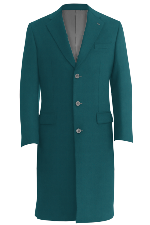 Turquoise Solid Three Button Topcoat