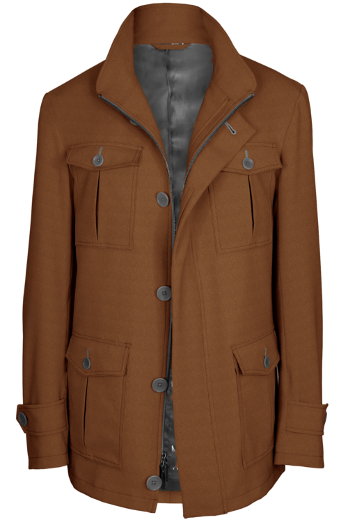 Vicuna Solid Five Button Field Jacket