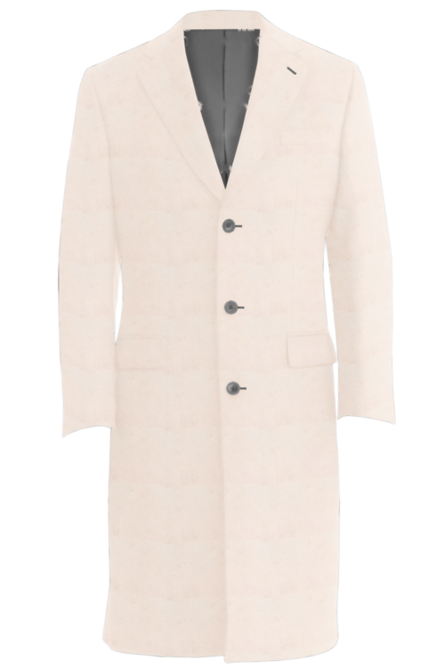 White Solid Three Button Topcoat