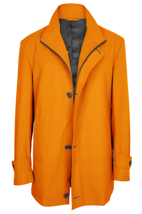 Yellow Solid Four Button Zippered Car Coat