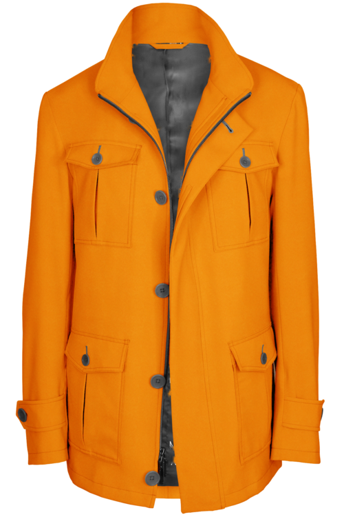 Yellow Solid Five Button Field Jacket