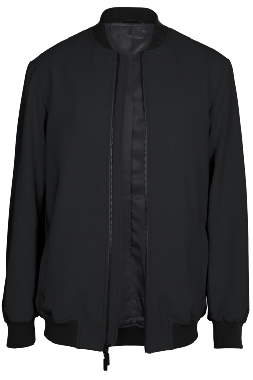 Black Solid Bomber Jacket