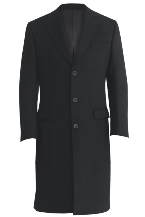 Black Solid Three Button Topcoat