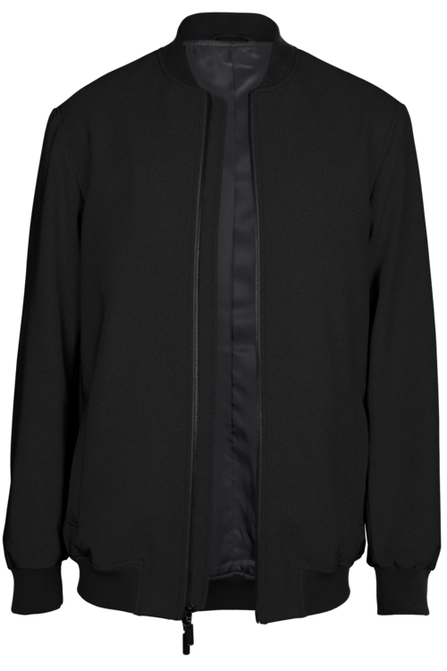 Black Solid Bomber Jacket