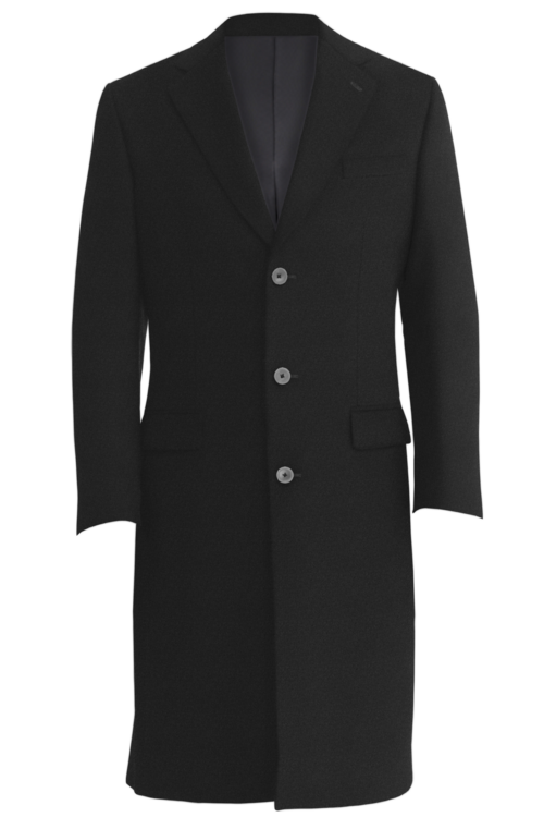 Black Solid Three Button Topcoat