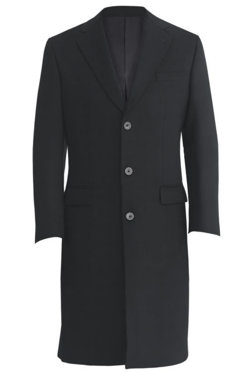 Black Solid Three Button Topcoat