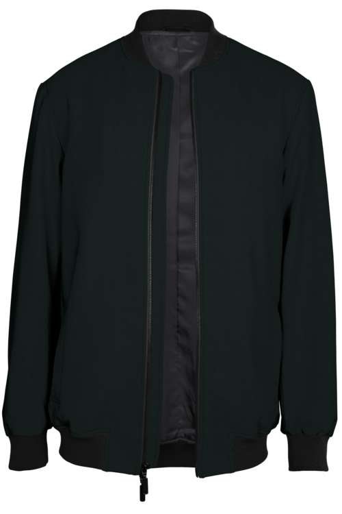 Black Solid Bomber Jacket