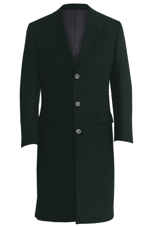 Black Solid Three Button Topcoat