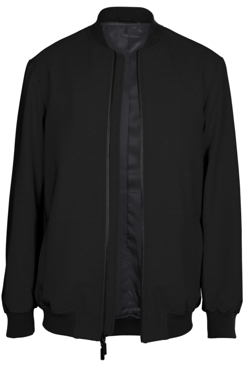 Black Solid Bomber Jacket