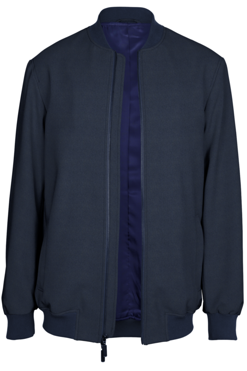 Blue Grey Melange Bomber Jacket
