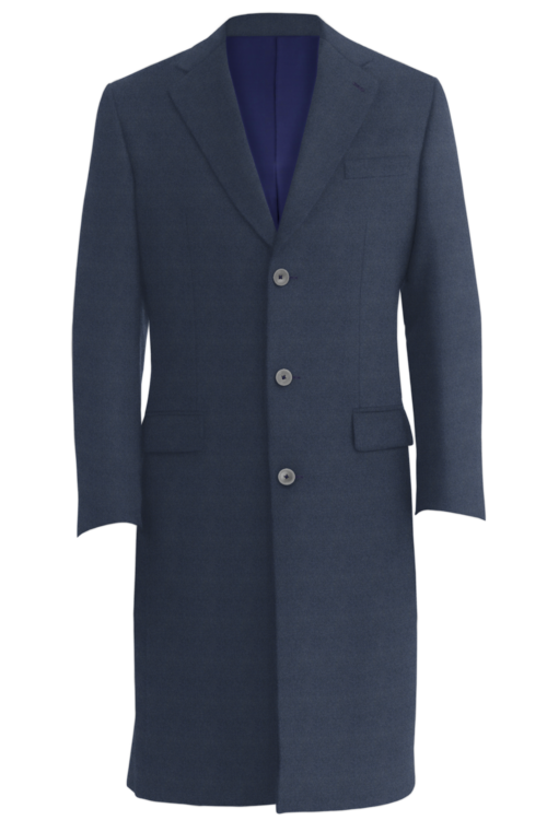 Blue Grey Melange Three Button Topcoat