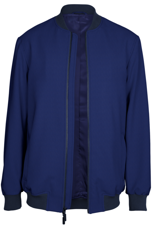 Blue Solid Bomber Jacket