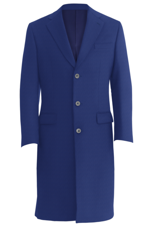 Blue Solid Three Button Topcoat