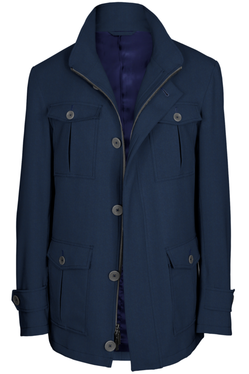 Blue Twill Five Button Field Jacket