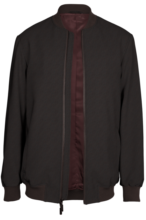 Brown Twill Bomber Jacket