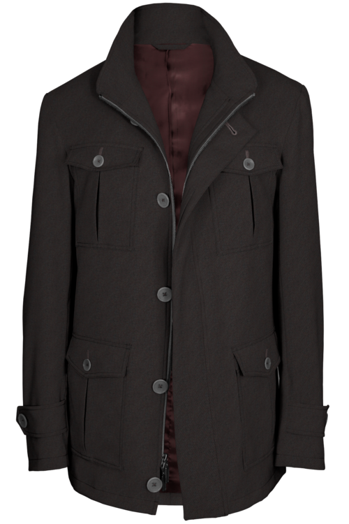 Brown Twill Five Button Field Jacket