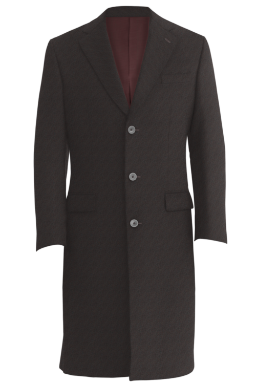 Brown Twill Three Button Topcoat