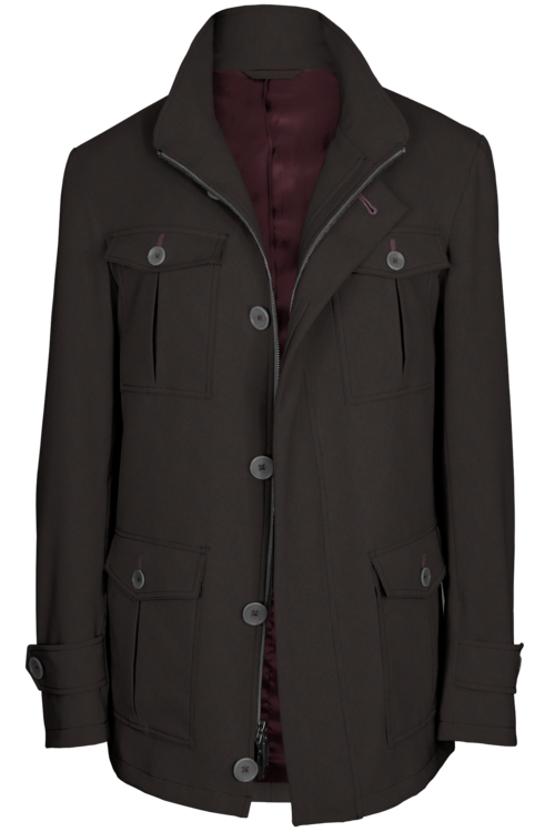 Brown Twill Five Button Field Jacket