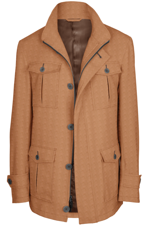 Camel Solid Five Button Field Jacket