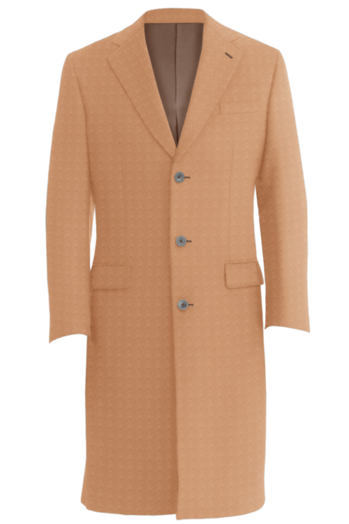 Camel Solid Three Button Topcoat