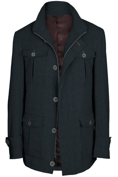 Charcoal Donegal Five Button Field Jacket