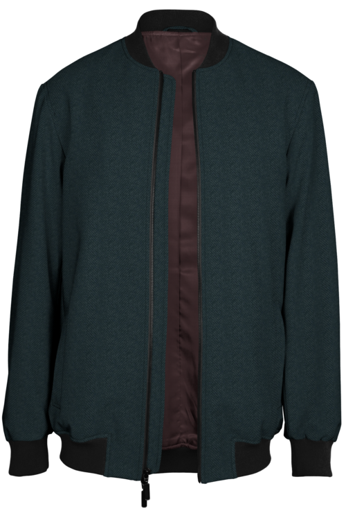 Charcoal Herringbone Bomber Jacket