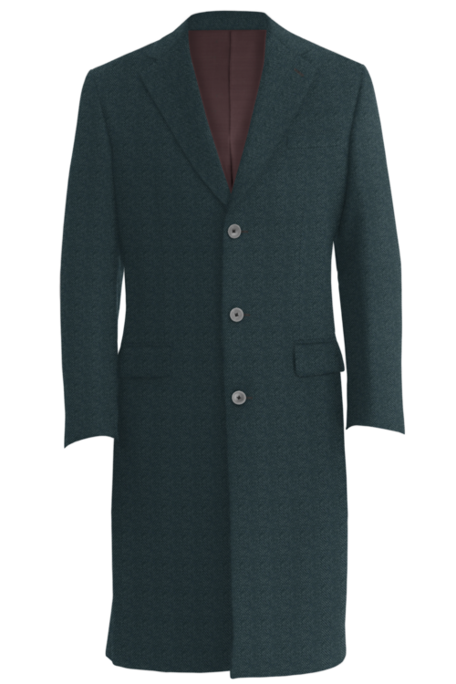 Charcoal Herringbone Three Button Topcoat