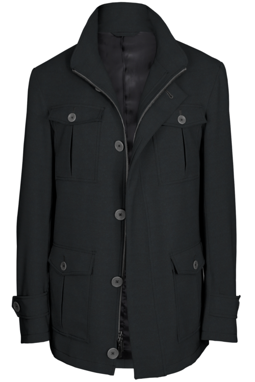 Charcoal Solid Five Button Field Jacket