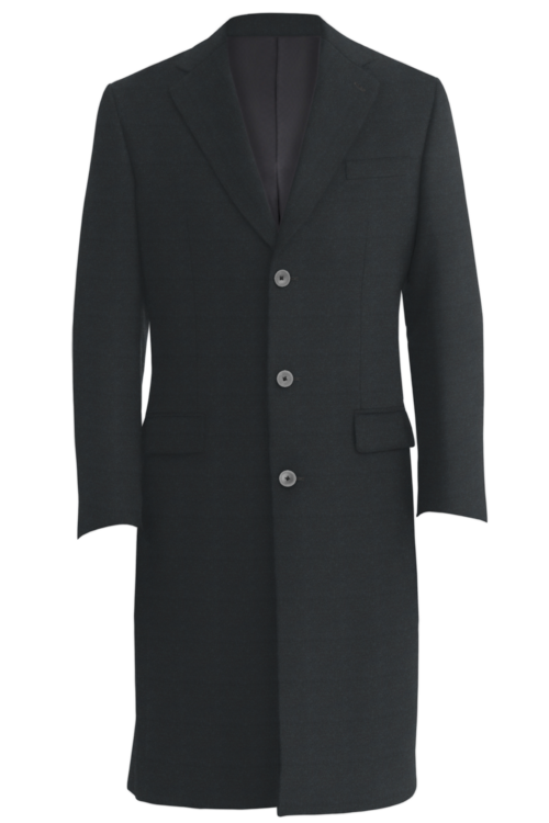Charcoal Solid Three Button Topcoat