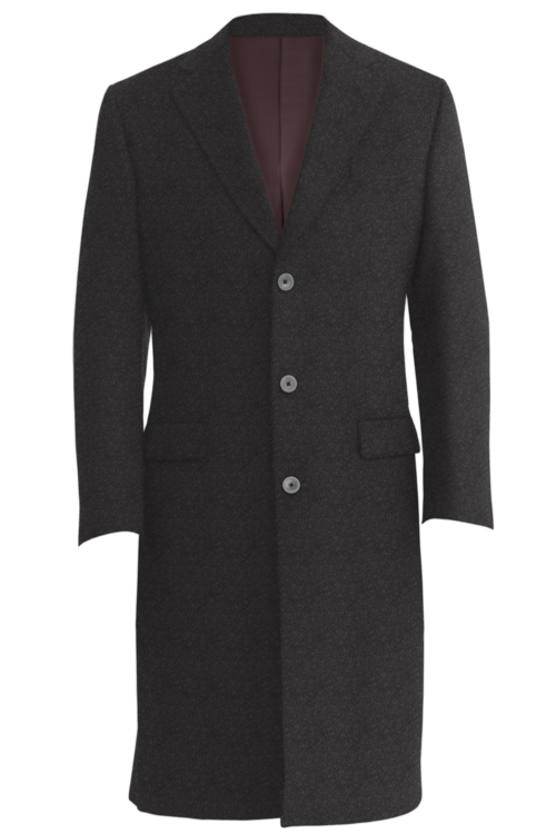 Charcoal Solid Three Button Topcoat