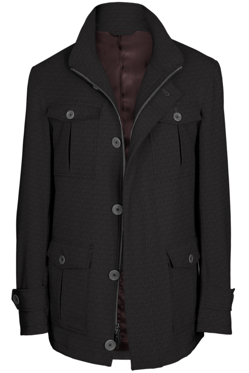 Charcoal Solid Five Button Field Jacket