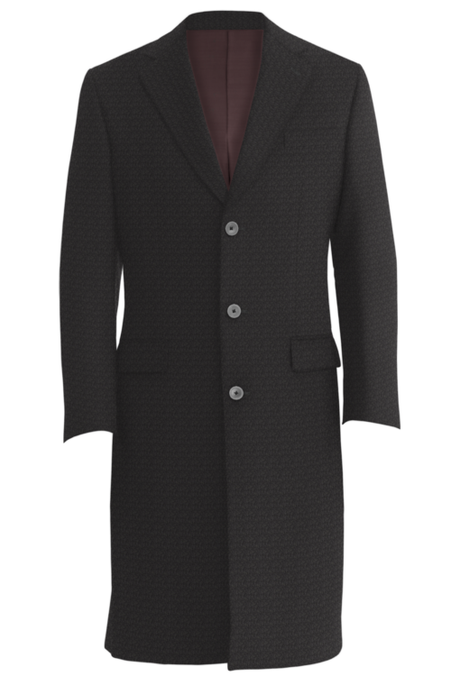 Charcoal Solid Three Button Topcoat