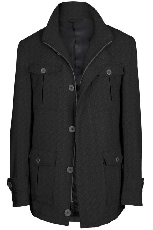 Charcoal Solid Five Button Field Jacket