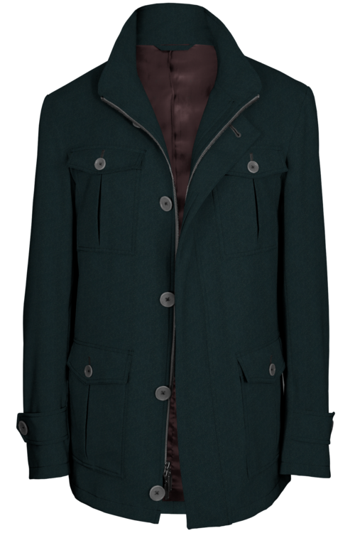 Charcoal Twill Five Button Field Jacket