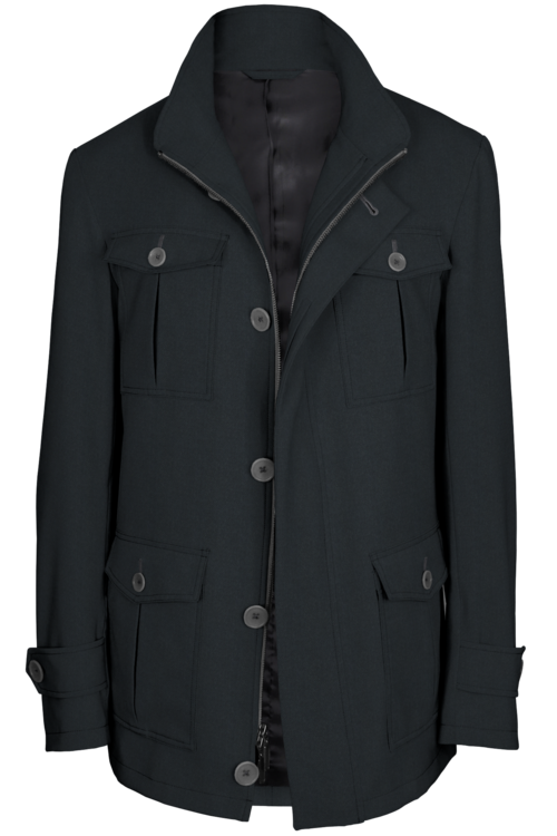Charcoal Twill Five Button Field Jacket
