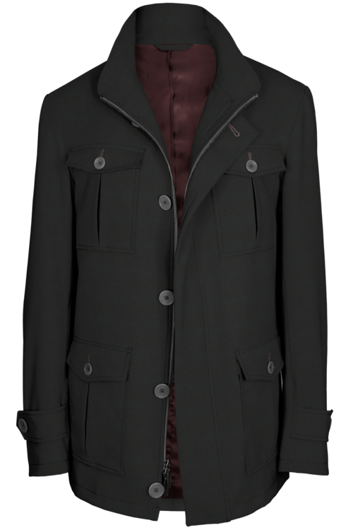 Dark Brown Melange Five Button Field Jacket