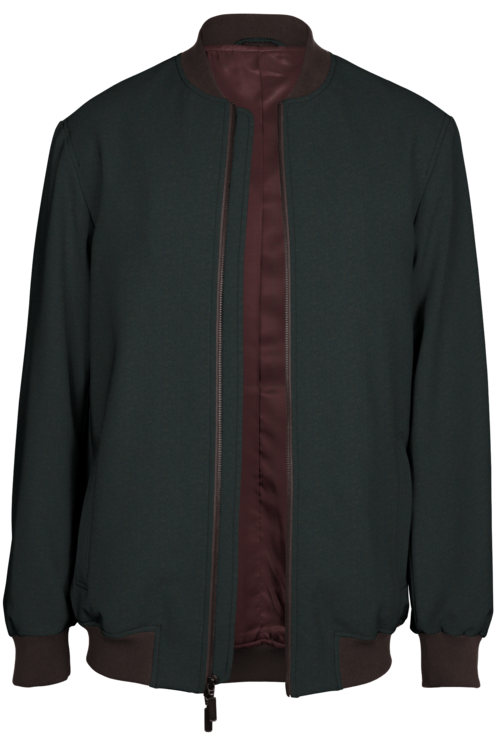 Dark Brown Twill Bomber Jacket