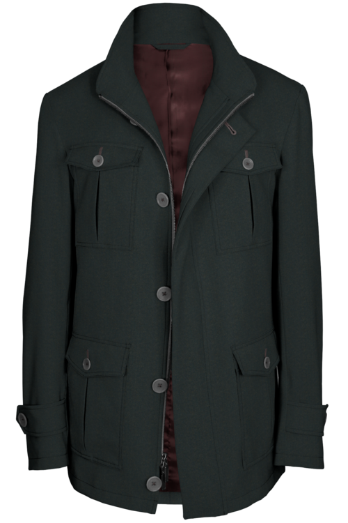 Dark Brown Twill Five Button Field Jacket